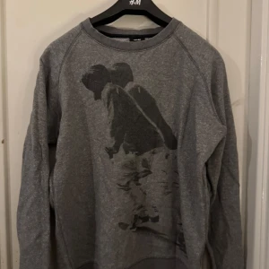 Grå sweatshirt med skateboard-tryck H&M - Barn storlek 170 är storleken. Grå sweatshirt från H&M med coolt tryck av en skateboardåkare på framsidan. Tröjan har rund halsringning och långa ärmar. Perfekt för dig som gillar streetstyle och vill ha en avslappnad look. 