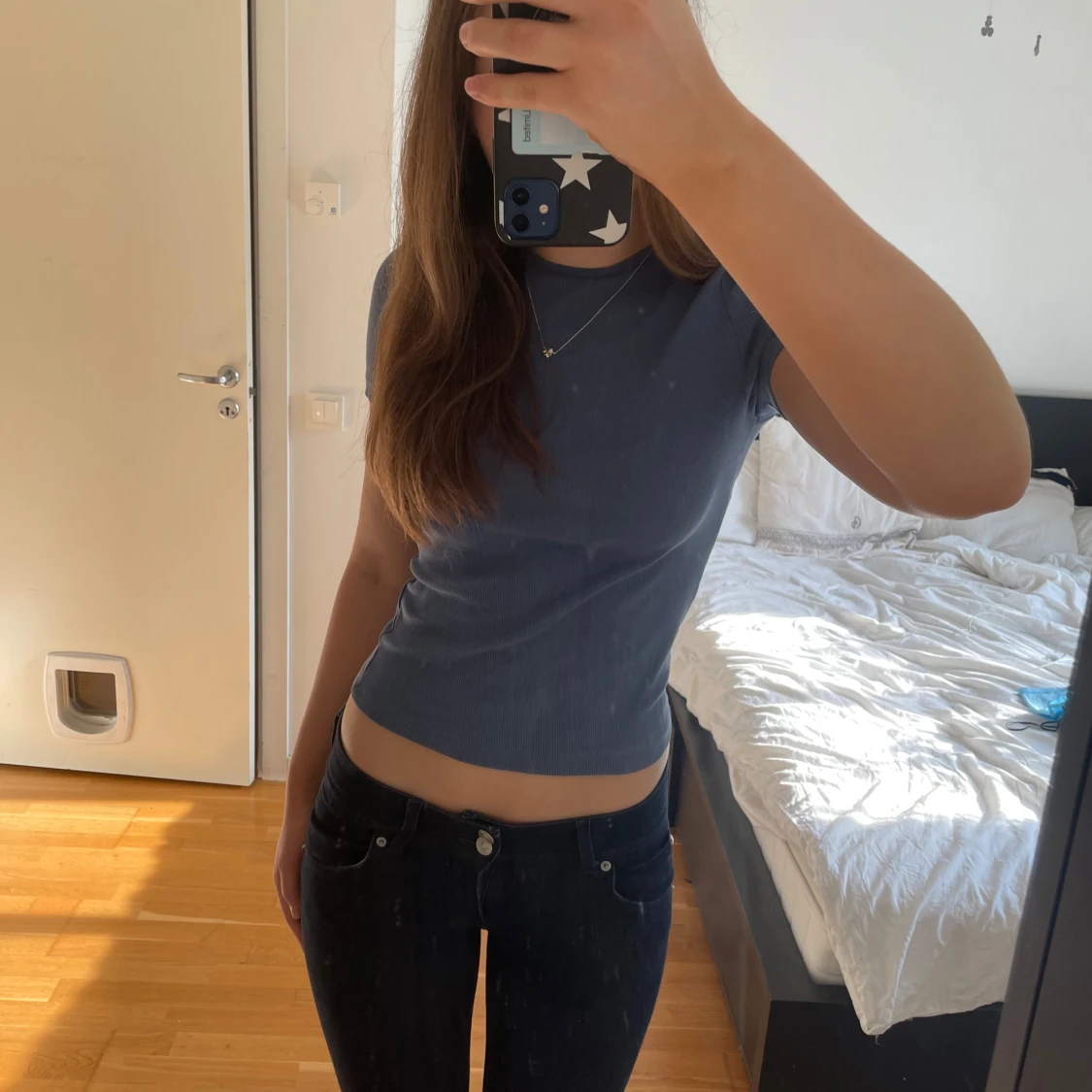 Blå  topp blå t-shirt  - 1