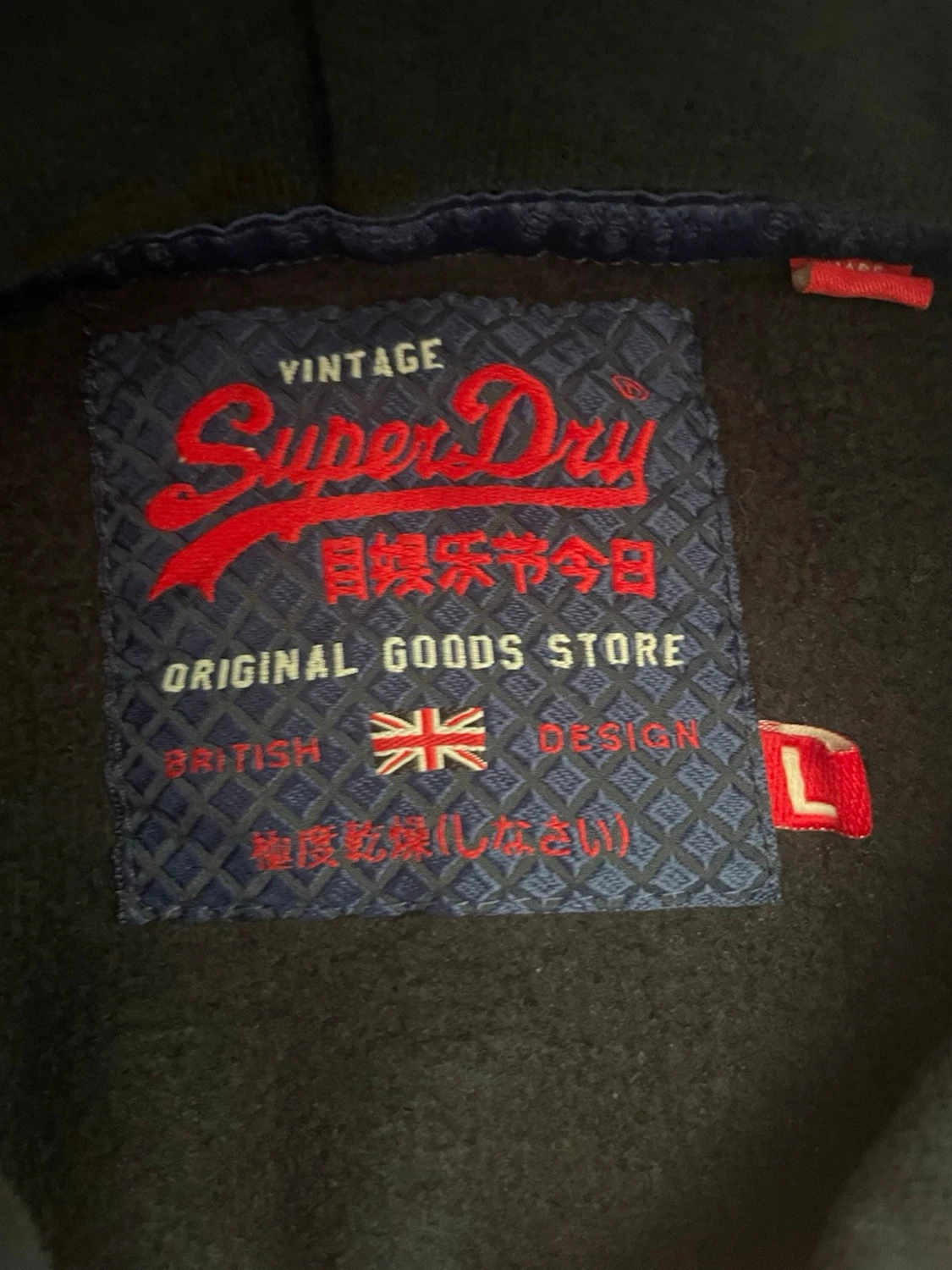 Mörkblå Superdry hoodie med tryck - 1