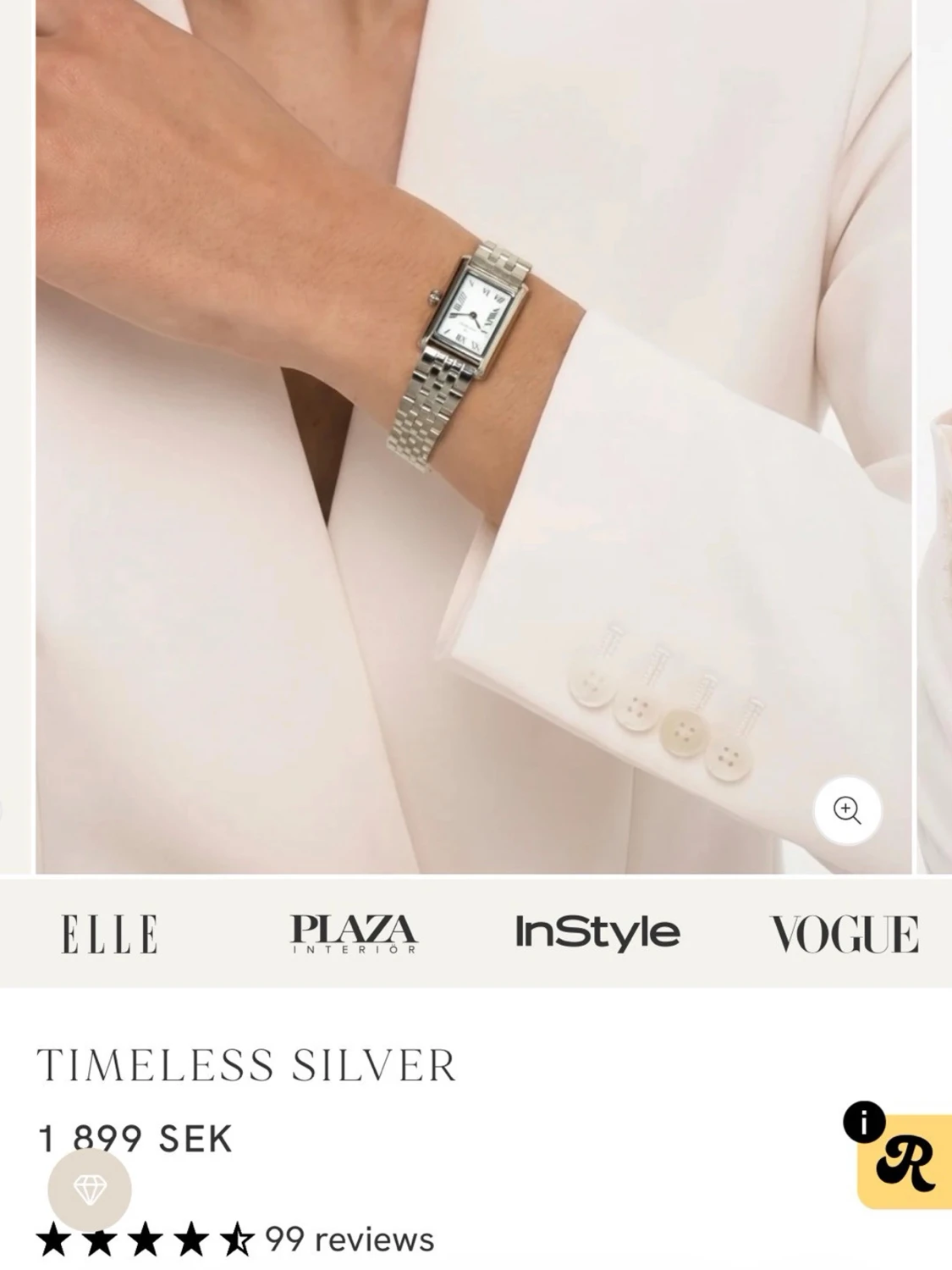 Rektangulär silverfärgad klocka - 2