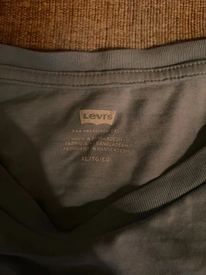 Blå Levi's t-shirt med logga - Säljer en ljusblå t-shirt från Levi's i storlek XL. T-shirten har klassisk passform, korta ärmar och en stor blå Levi's-logga på bröstet. Tillverkad i mjuk bomull, perfekt för en avslappnad stil.