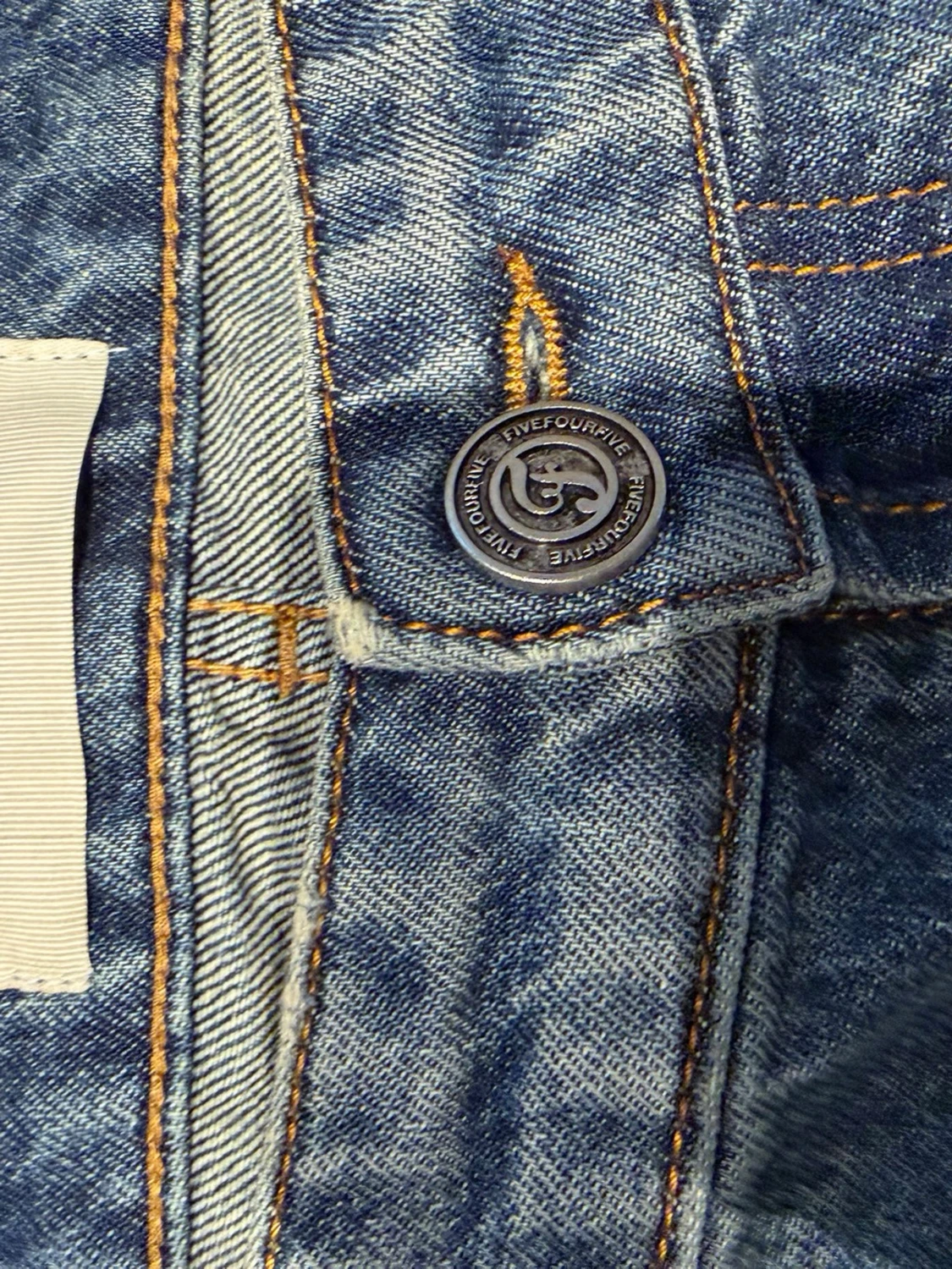 Blå raka jeans med rå kant (fivefourfive)  - 3