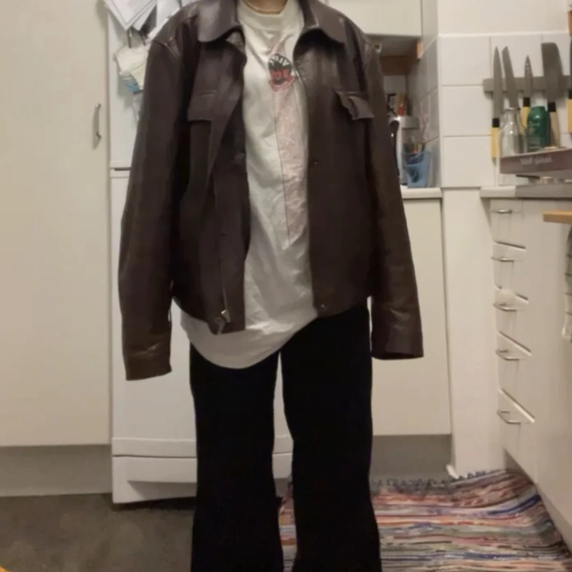 Brun läderjacka - 91