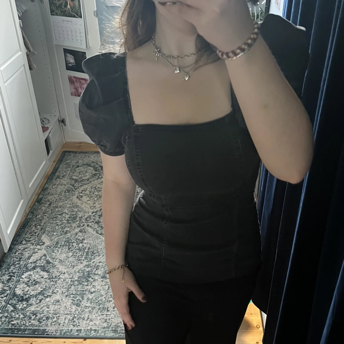 Söt grå topp i jeans material - 91