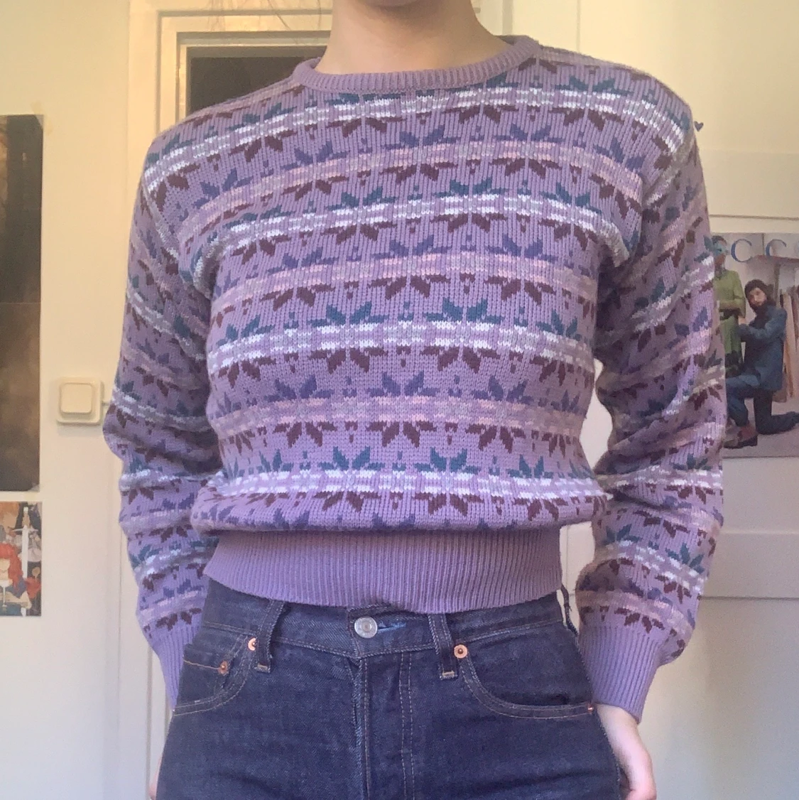 Lila stickad tröja 
