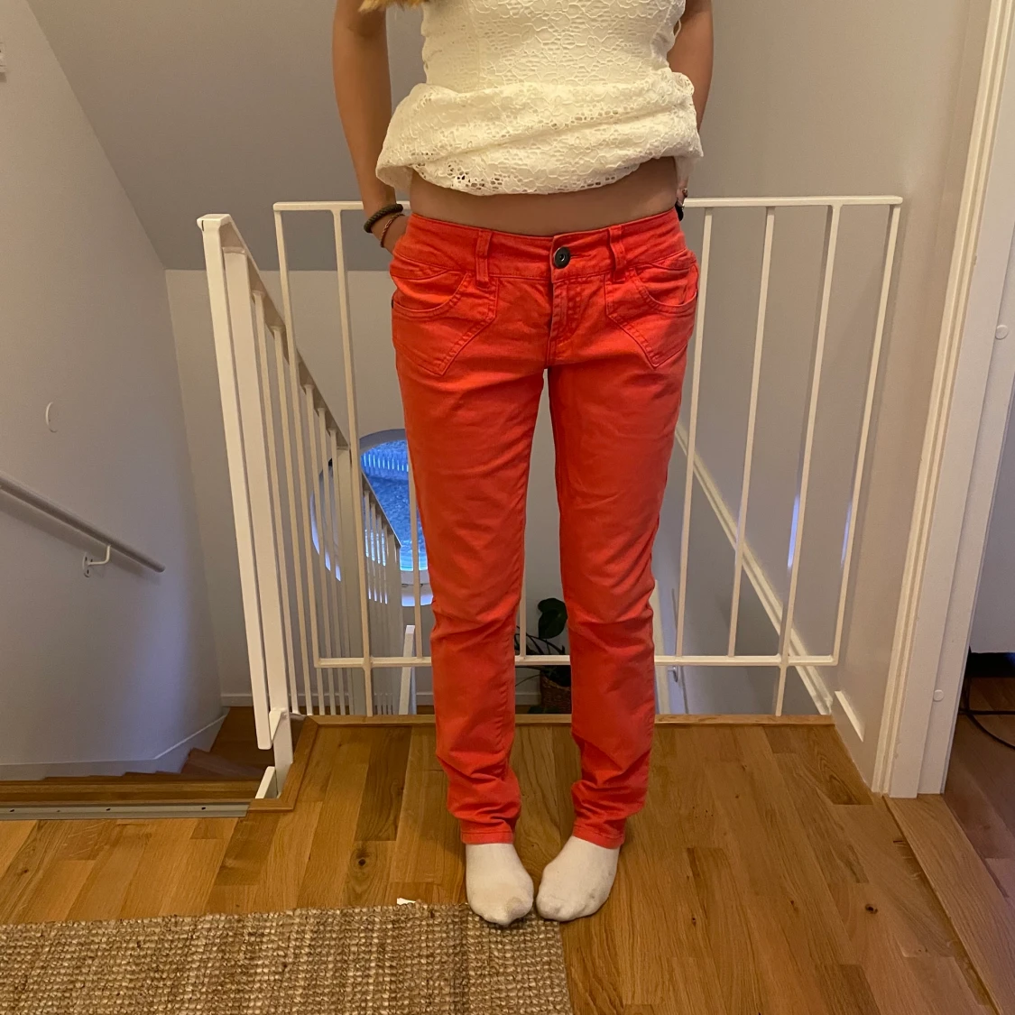 Rosa lågmidjade jeans