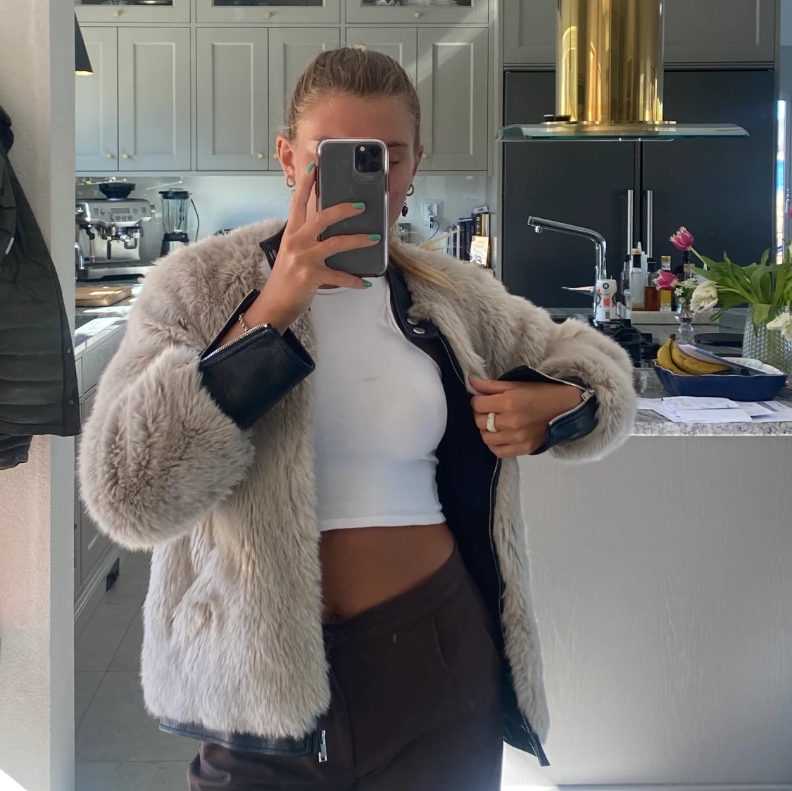 Päls-skinn jacka - 90