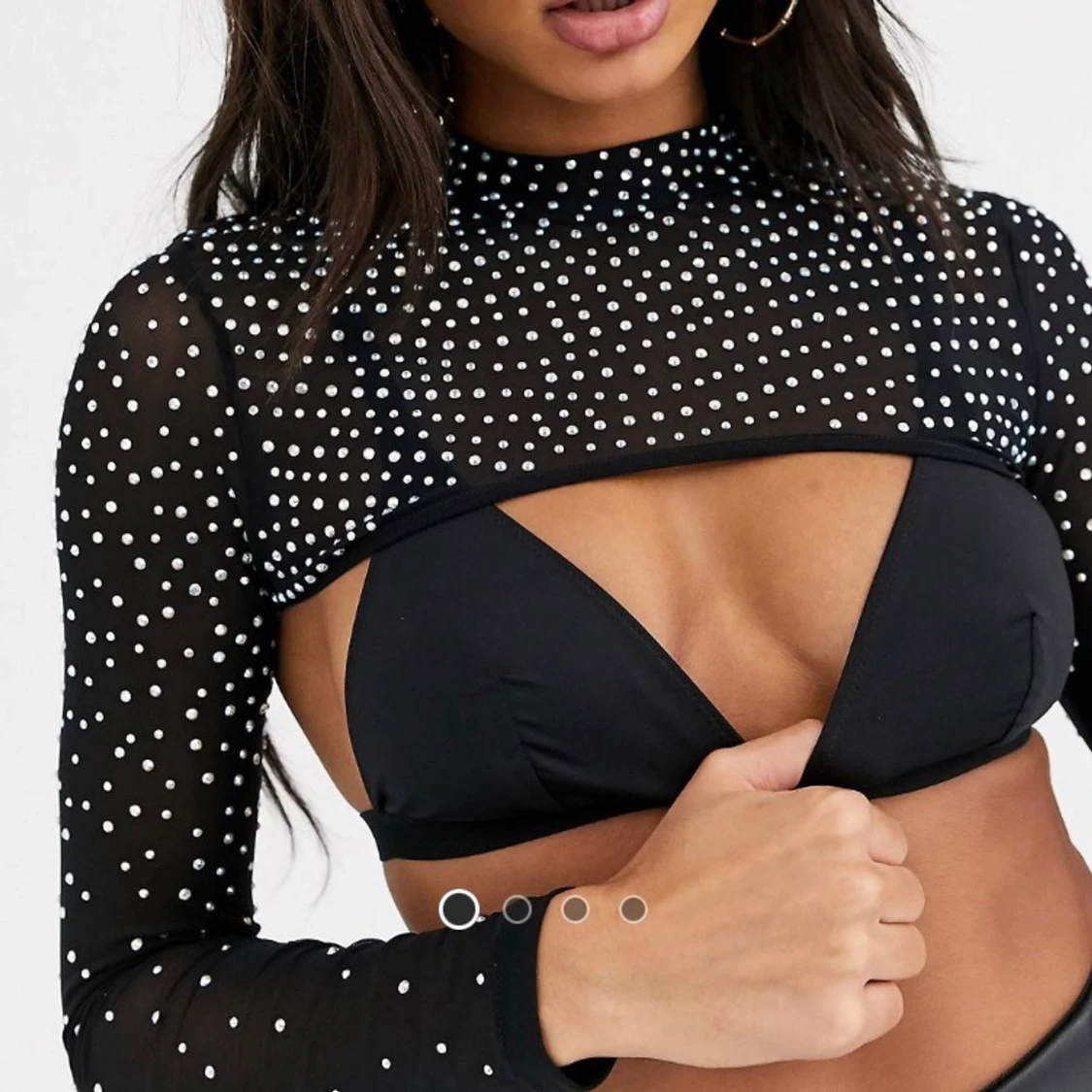 Utsmyckad Crop top i mesh