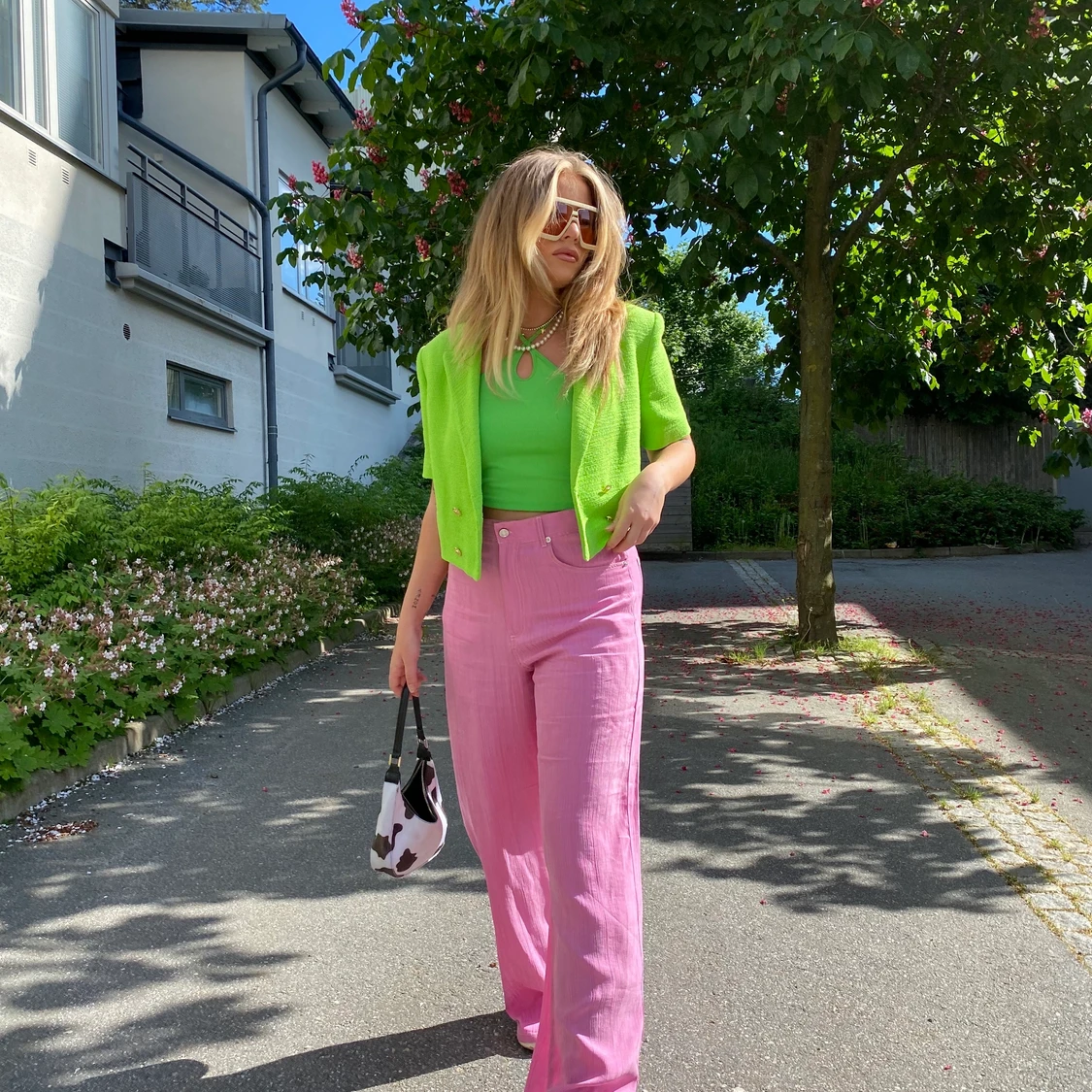 Neon grön croppad kavaj - 90