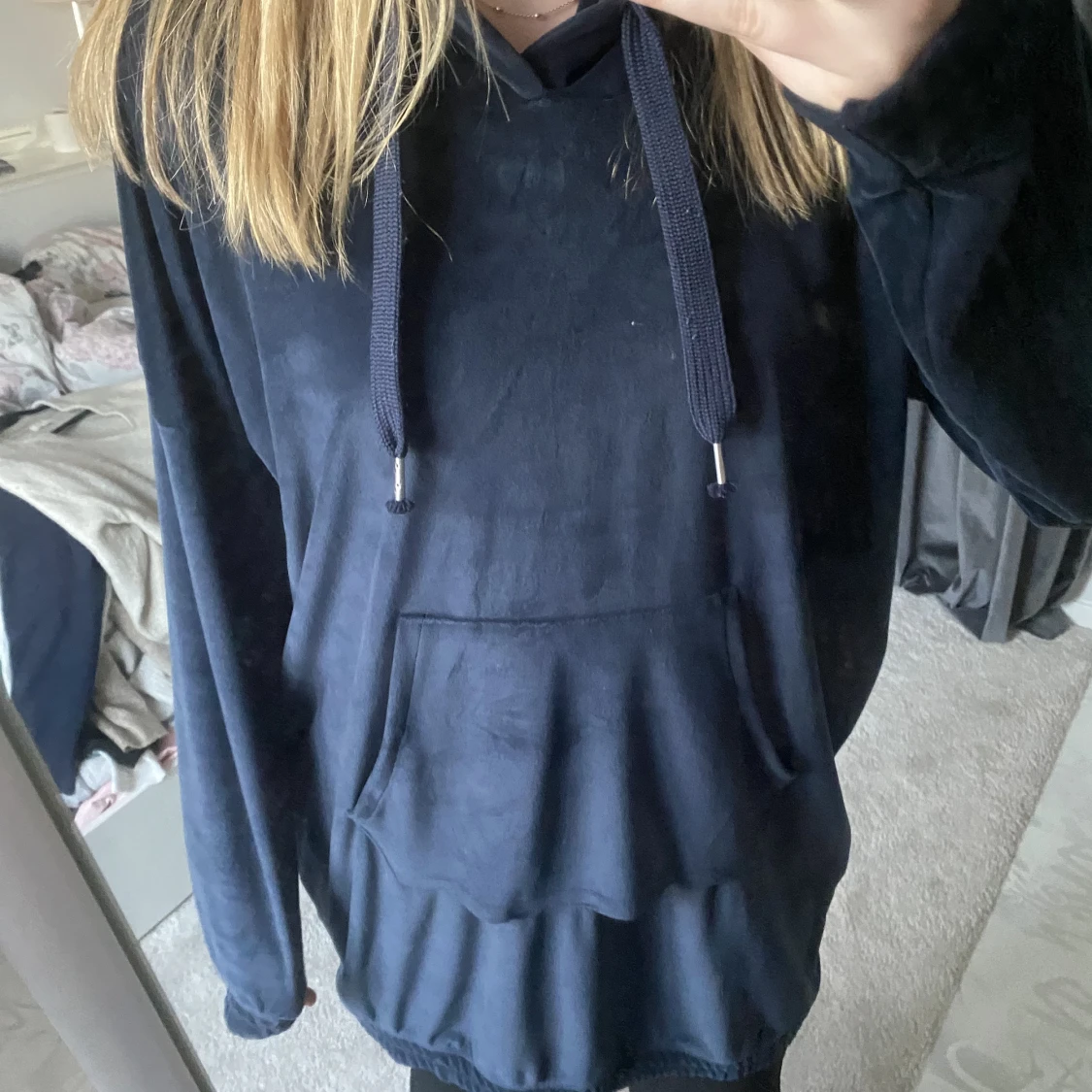 Hoodie-klänning i sammet