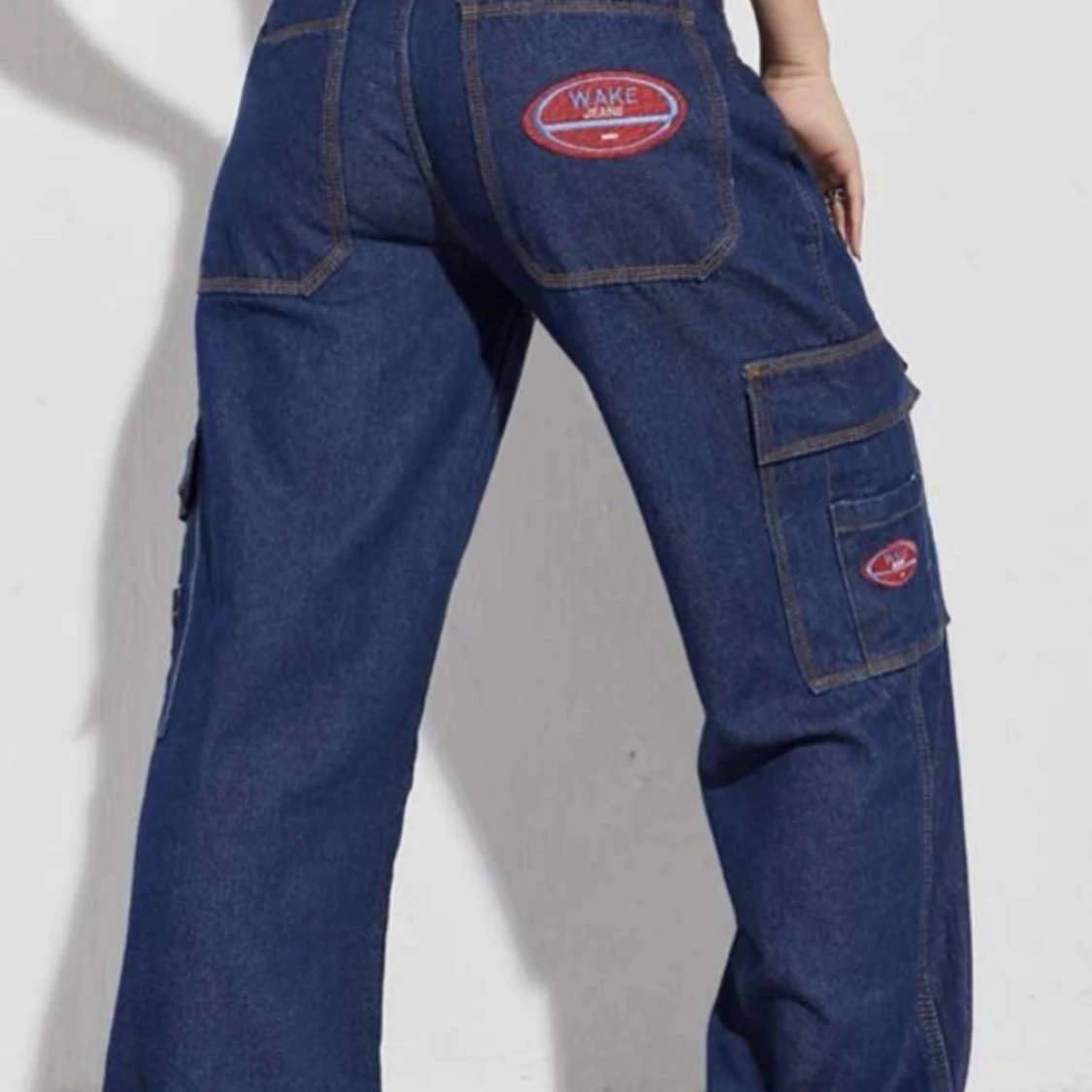 Mörkblåa cargo jeans - 90