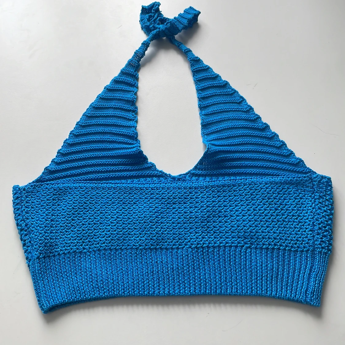 Stickad blå topp - 90