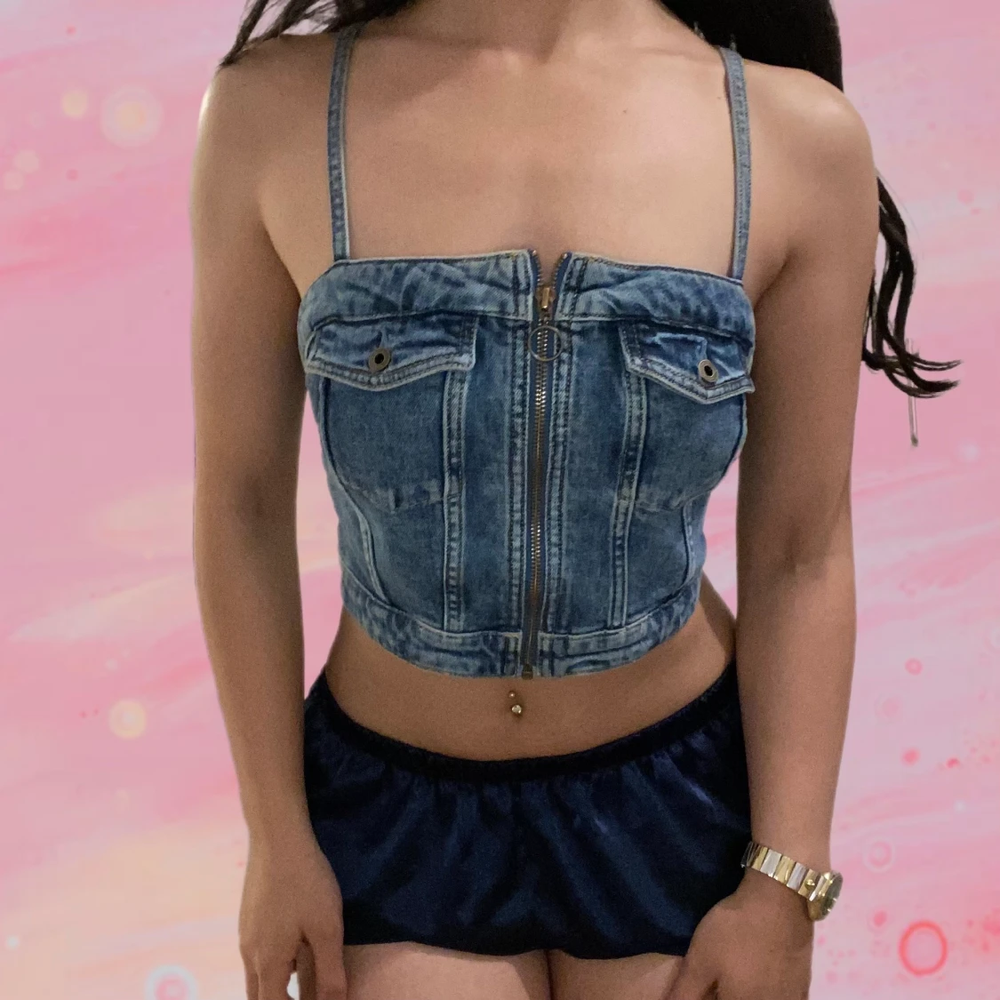 Pepe jeans vintage denim crop top💕 ocean blue vintage wash