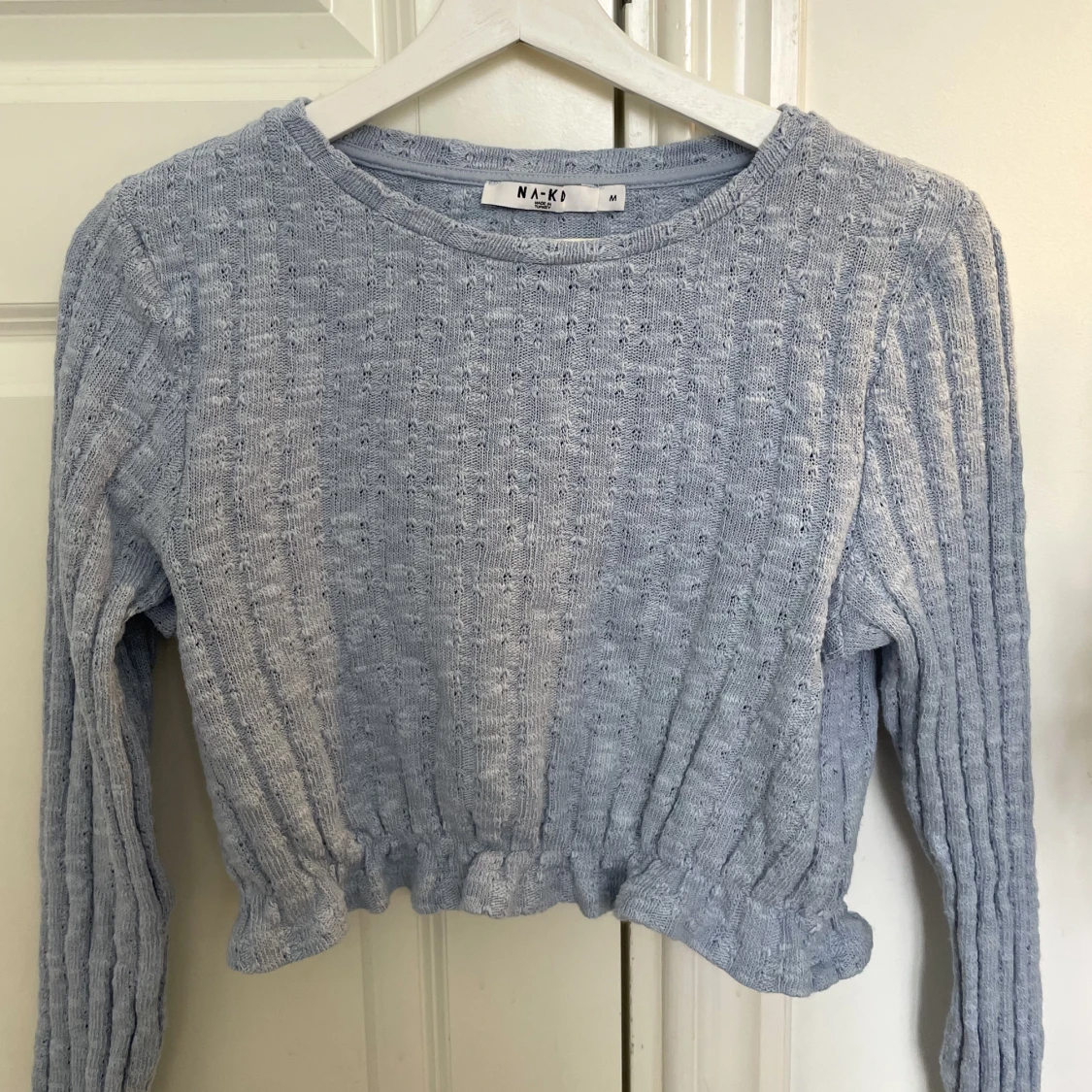 Blå stickad topp  - 90