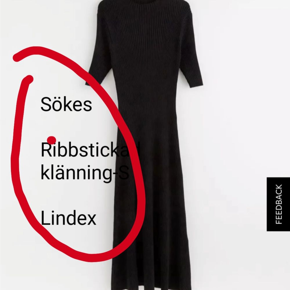 Svart S-Ribbstickad klänning Lindex Sökes | Plick Second Hand