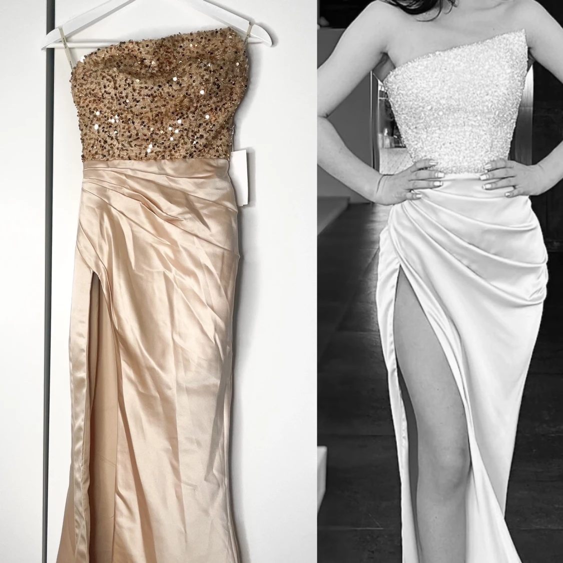 Bandlös paljettklänning/mermaid/slits/XS