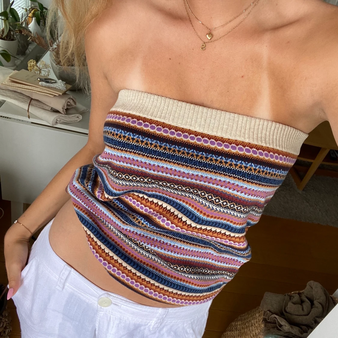 Mönstrad tubtopp  - 90