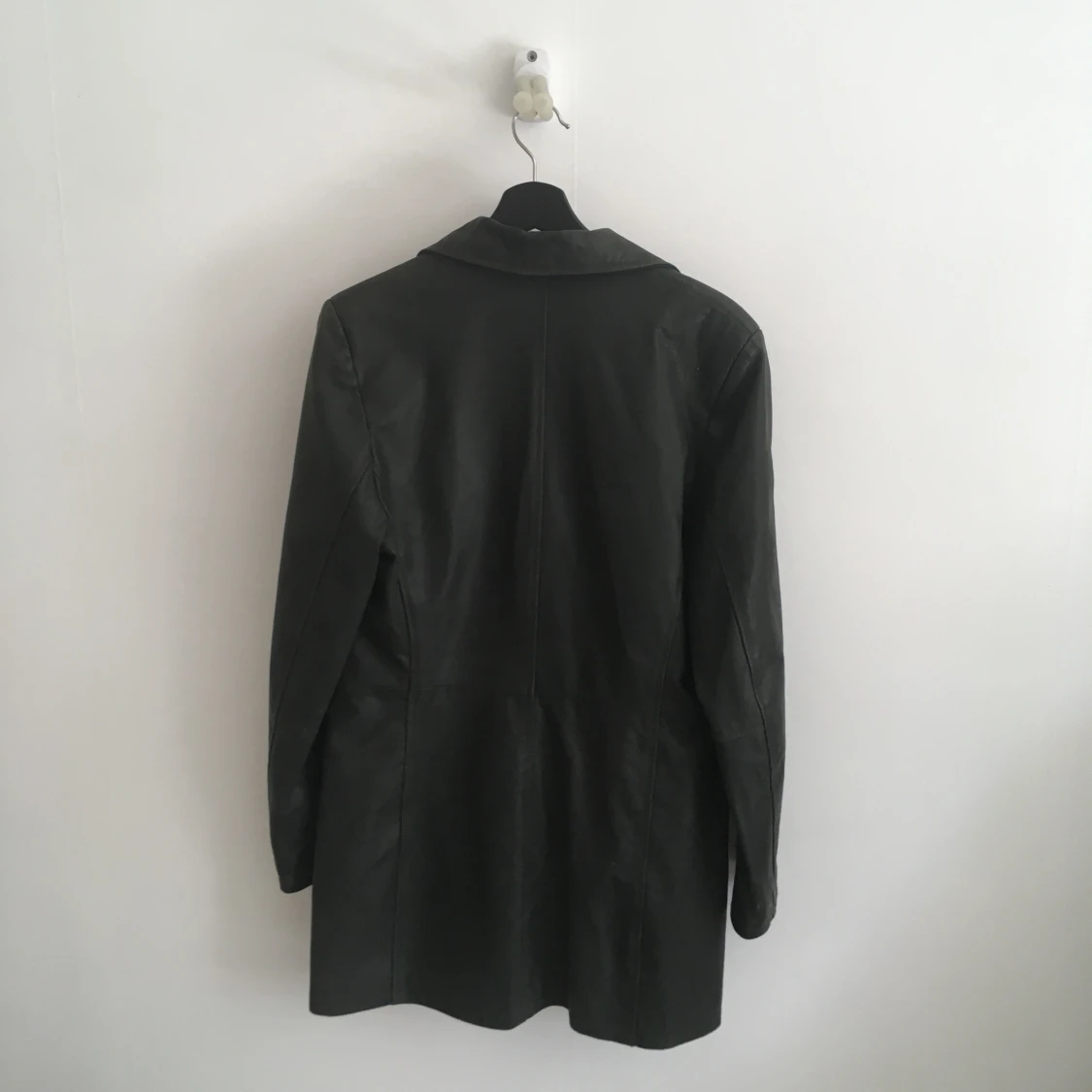 Mörkgrön läderrock, vintage - 90