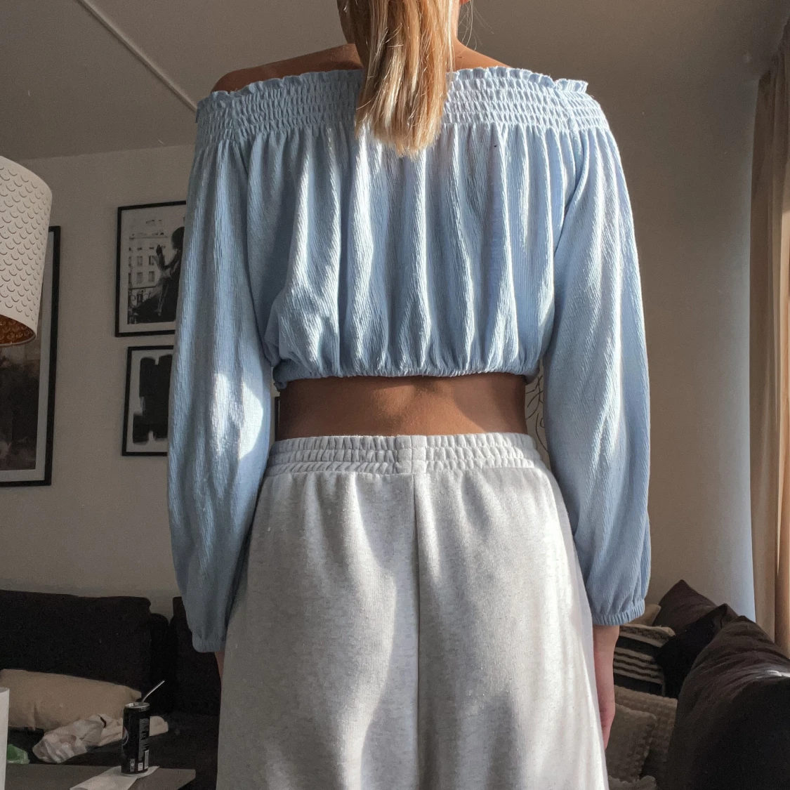 Ljusblå off shoulder topp - 90