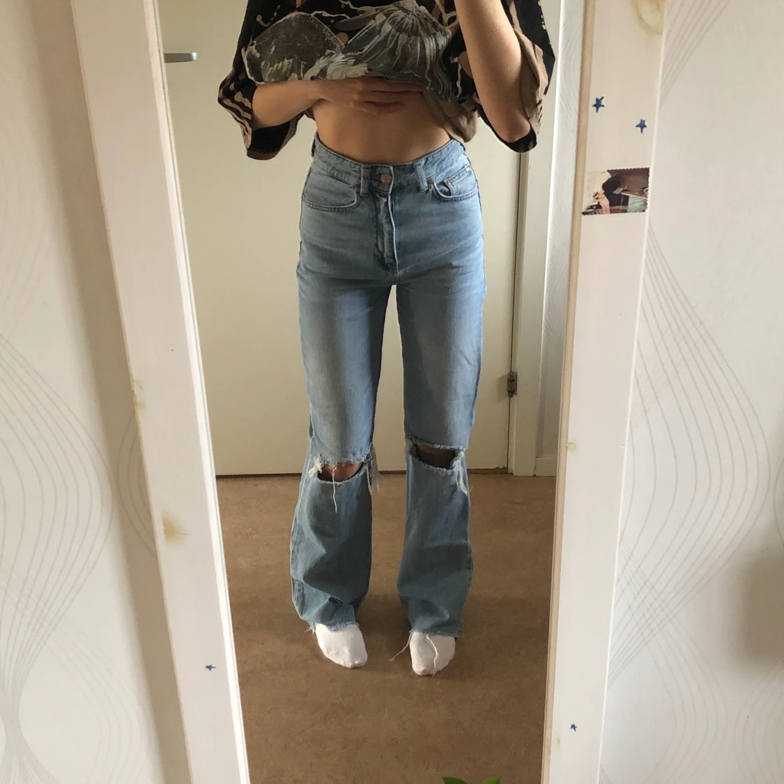 Blå raka jeans - 90