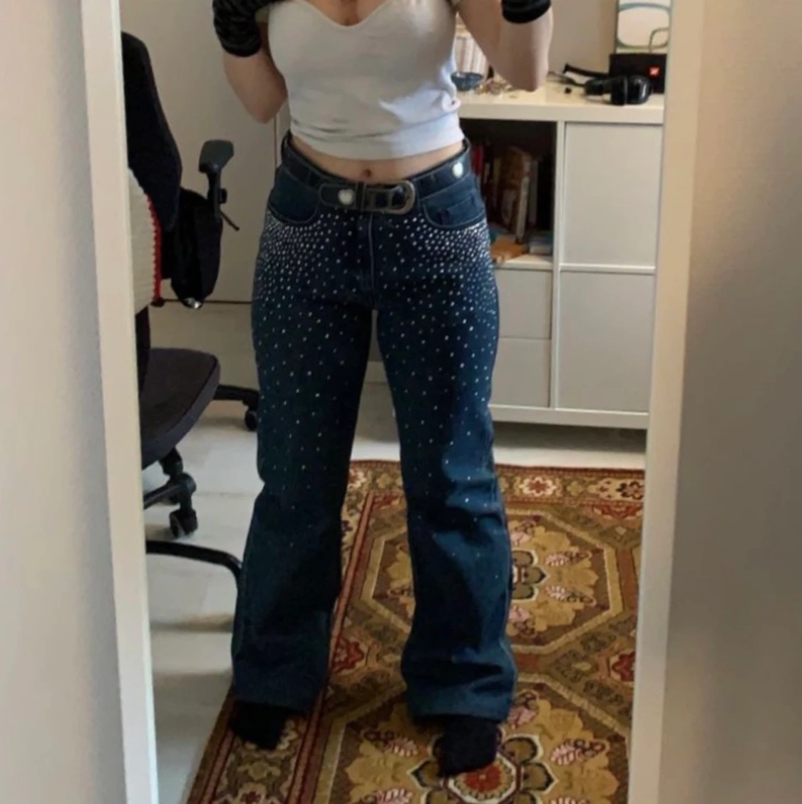 Coola jeans med rhinestones - 91