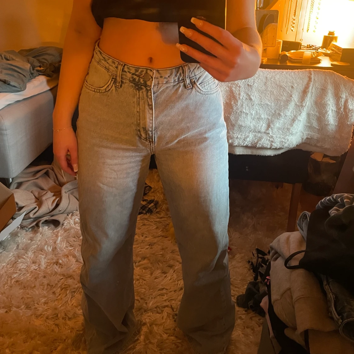 Baggy midrise blåa jeans 