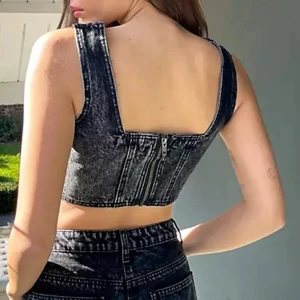 Stentvättade jeanstopp  - Stentvättad gråsvart jeanstopp, oanvänd 