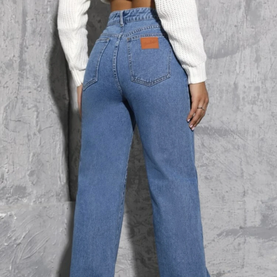 Basic blåa momjeans - 91