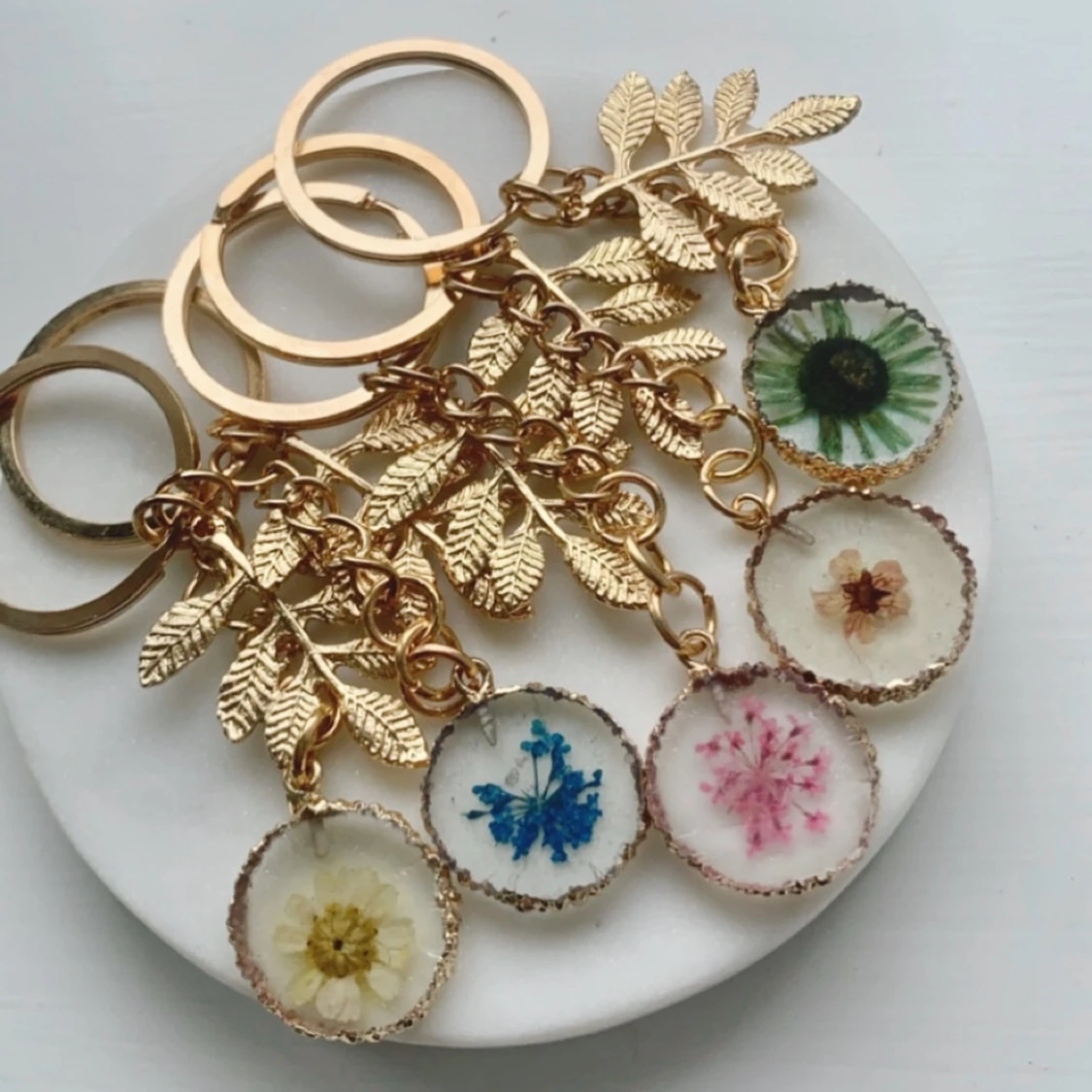 Handgjord rosa nyckelring  - 91