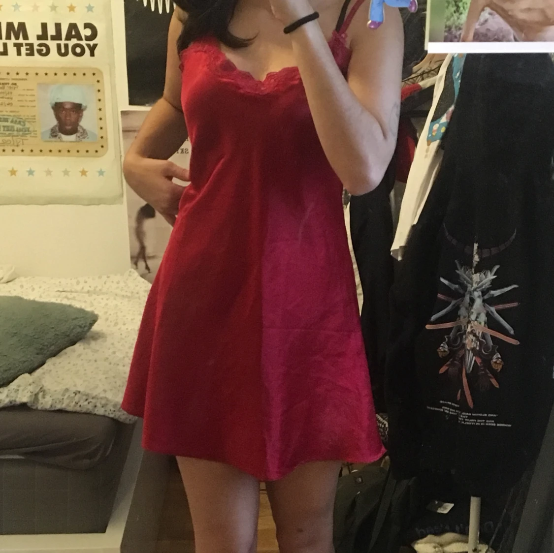 Röd Nattlinne Slipdress