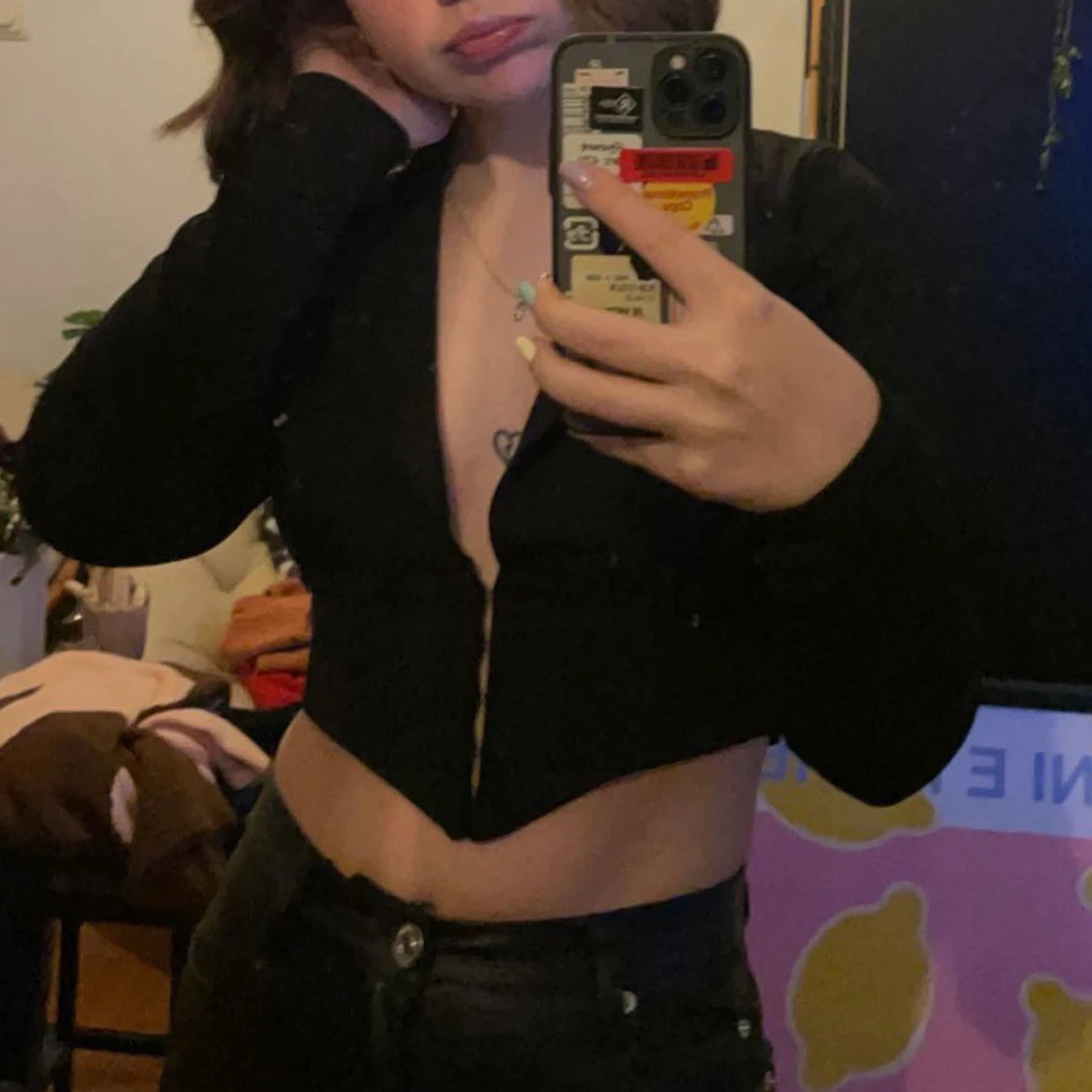 svart långärmad korsett - topp - 90