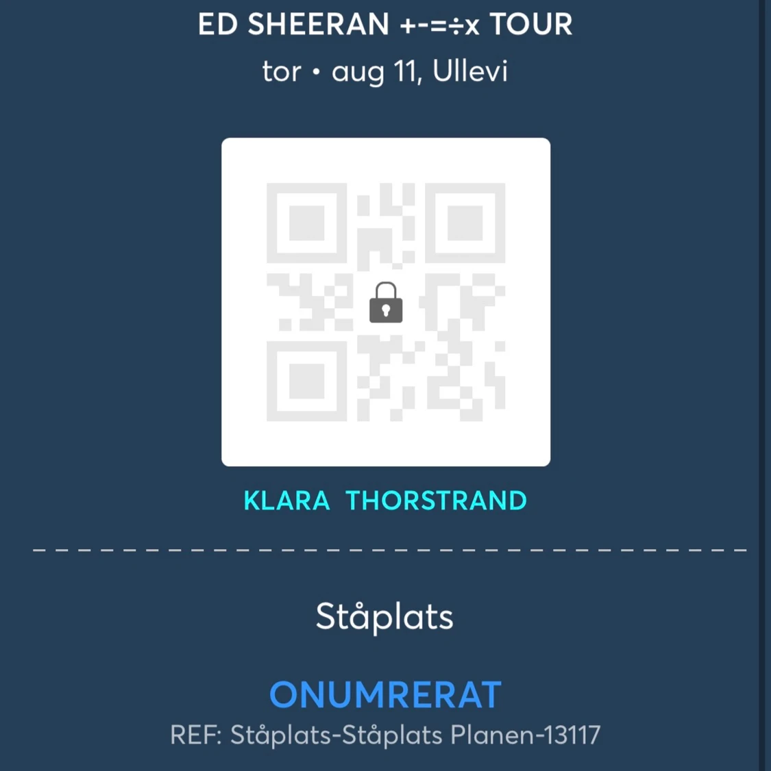 Biljetter till Ed sheerans konsert