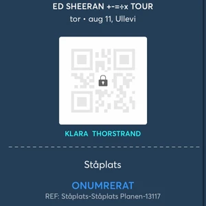 Biljetter till Ed sheerans konsert  - Jag och min vän säljer våra biljetter till Ed Sheerans konsert i Göteborg då vi båda har fått förhinder denna dag. Det är den 11:e augusti på Ullevi. Skriv privat för mer information! 🙏🏼 det är alltså två biljetter, en för 750 två för 1300. 