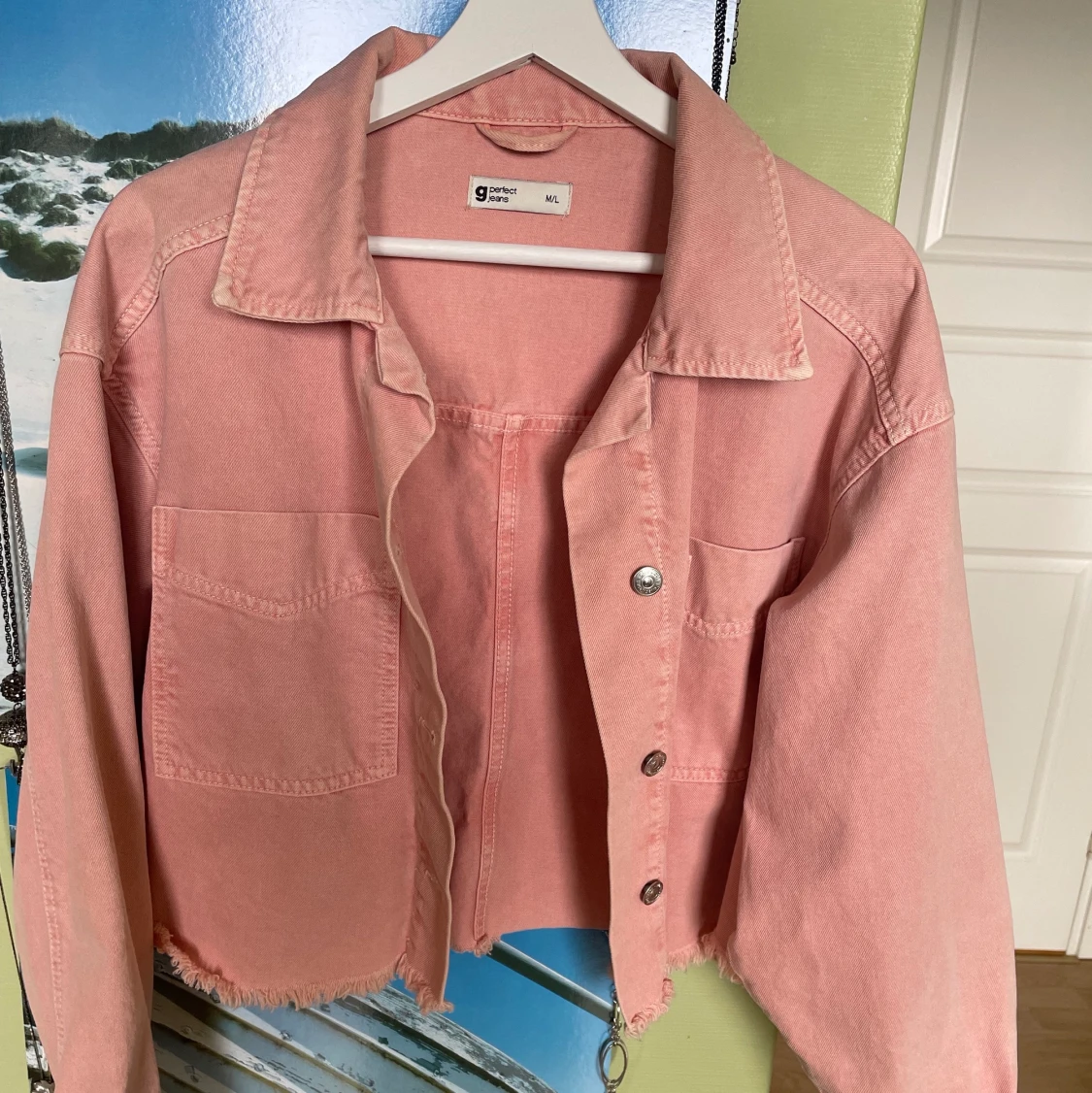 Rosa boxig jeansjacka - 91