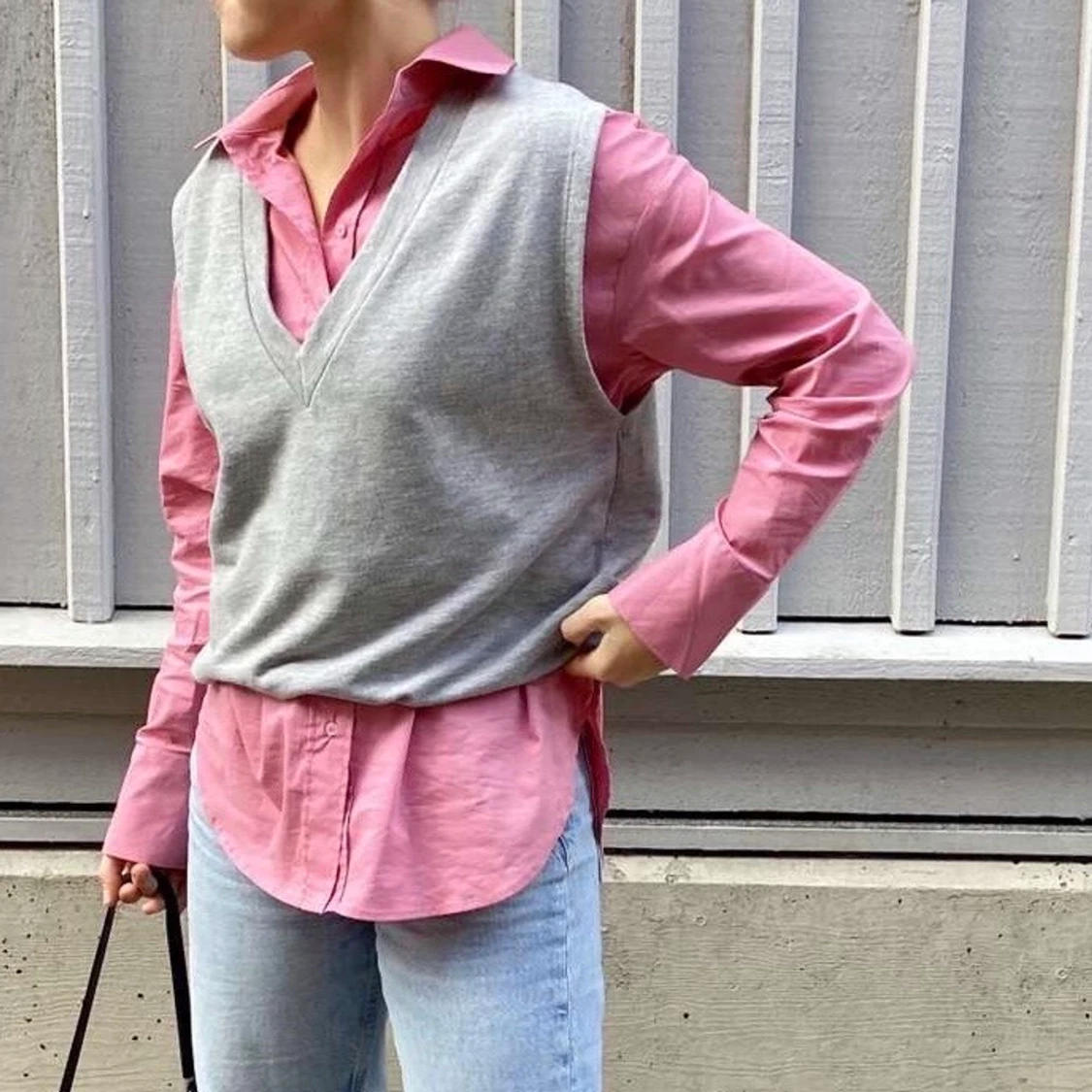 Grå jersey väst - 91