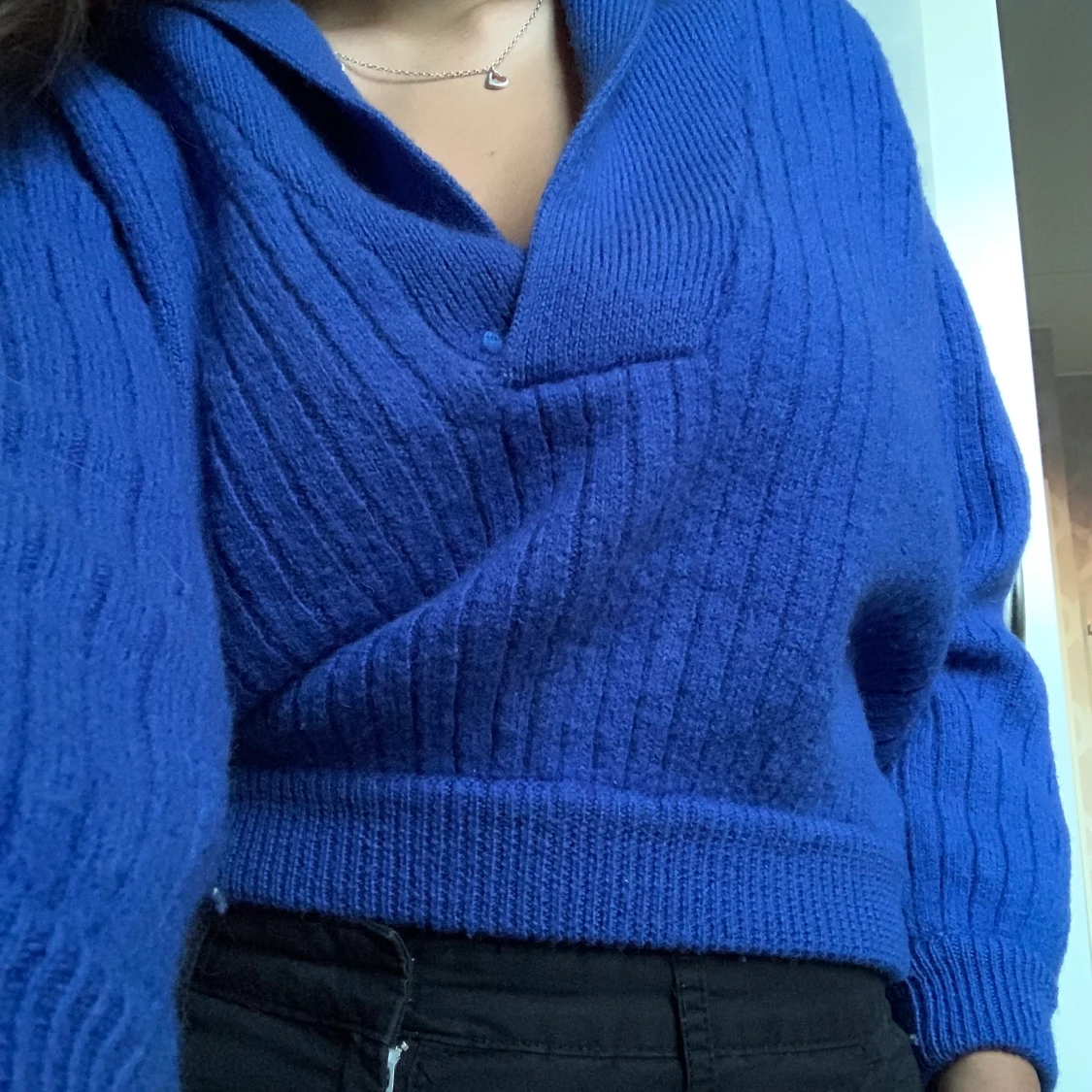 Blå ylletröja - 90