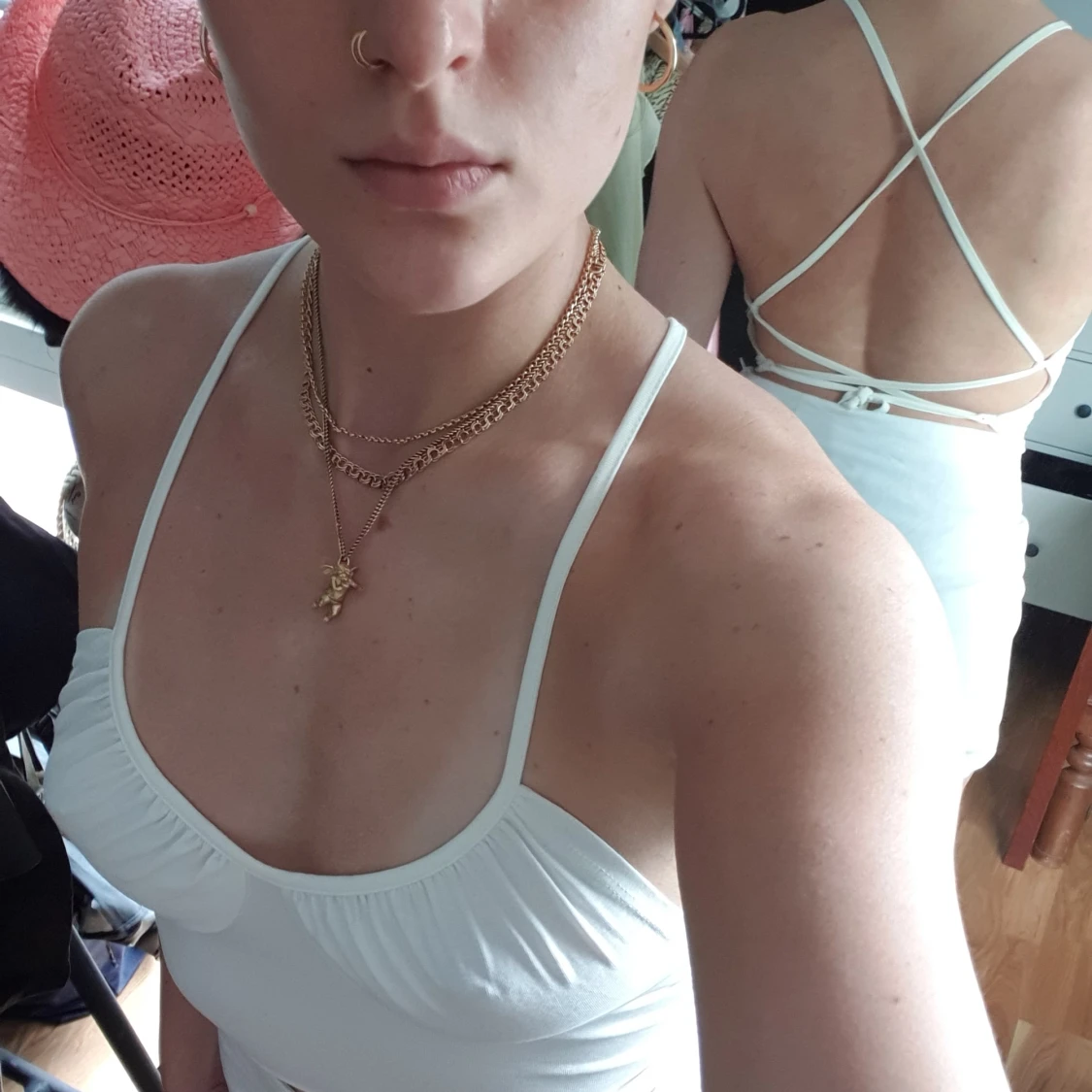 Gorgeous cotton lace up top - 91