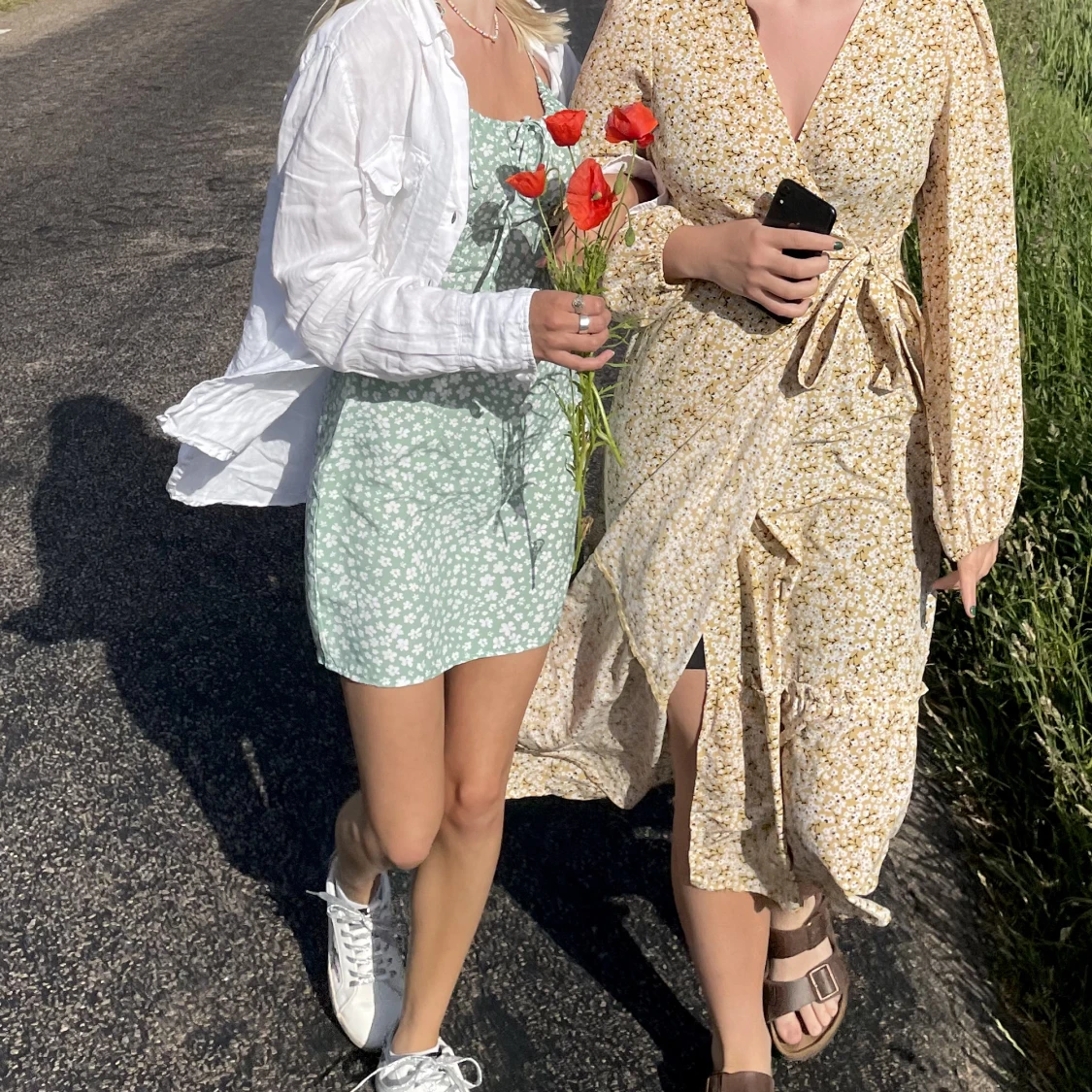 Grön blommig klänning  - 90