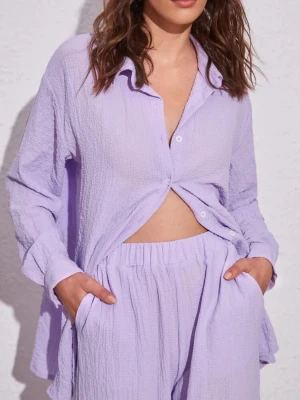 Lila set - Lila co-ord set med skjorta och byxor till. Använd en gång. ✨byxor och skjorta ingår i priset!