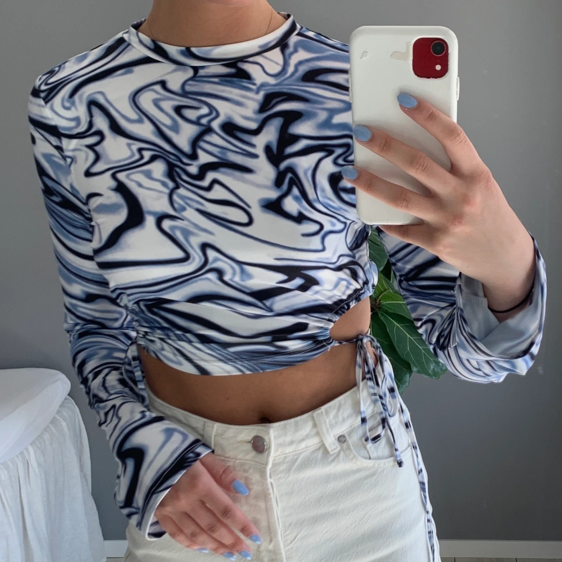 Mönstrad långärmad topp - 90