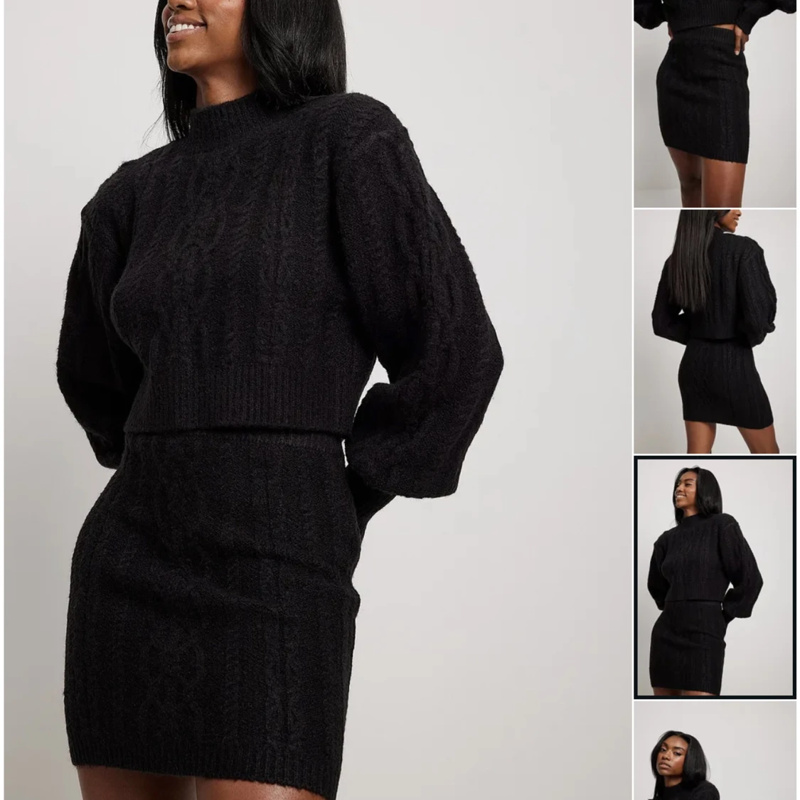 Svart stickad kjolsett 