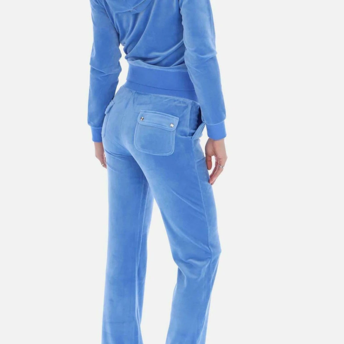 Blå mjukisbyxor i velour - 90