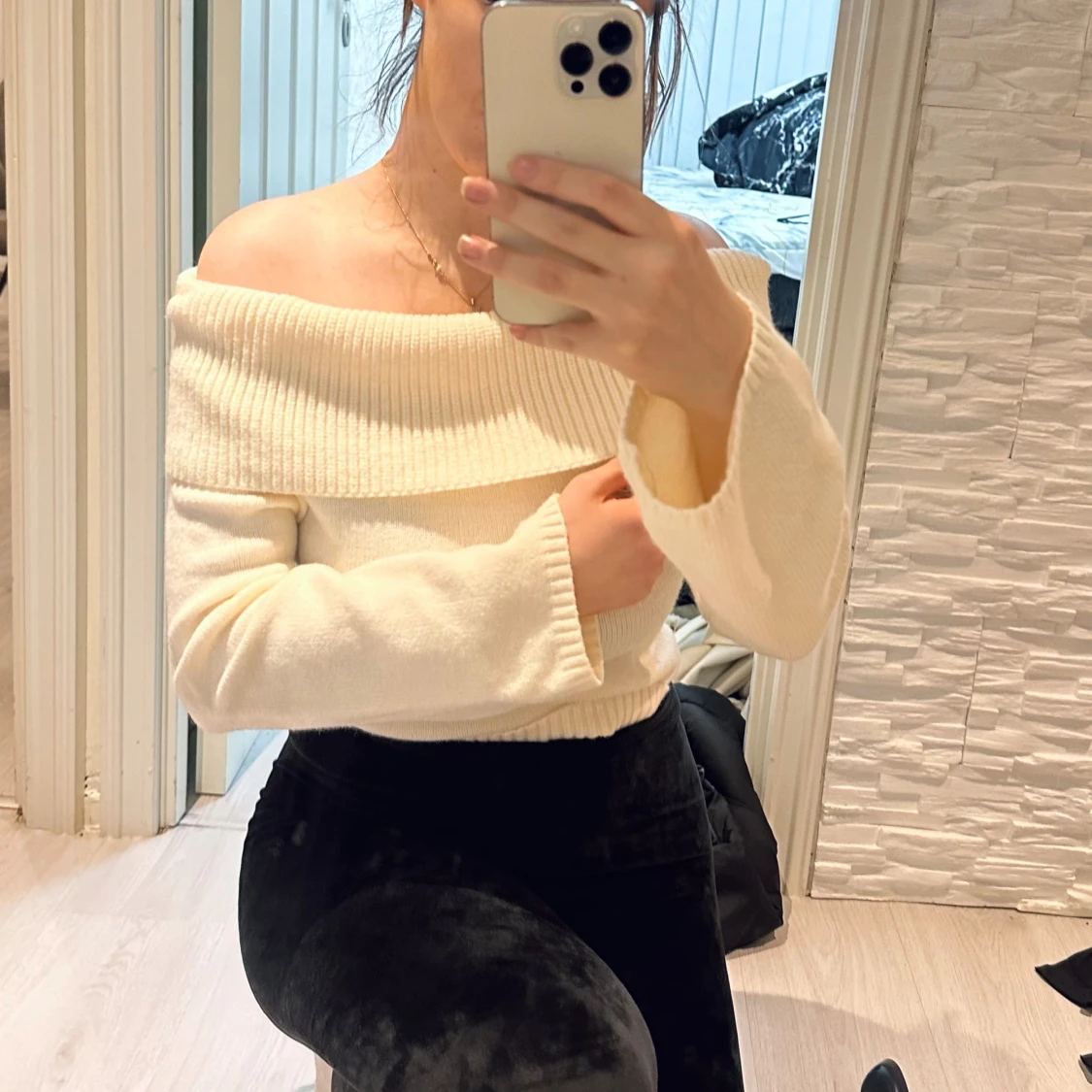 Vit offshoulder tröja - 92