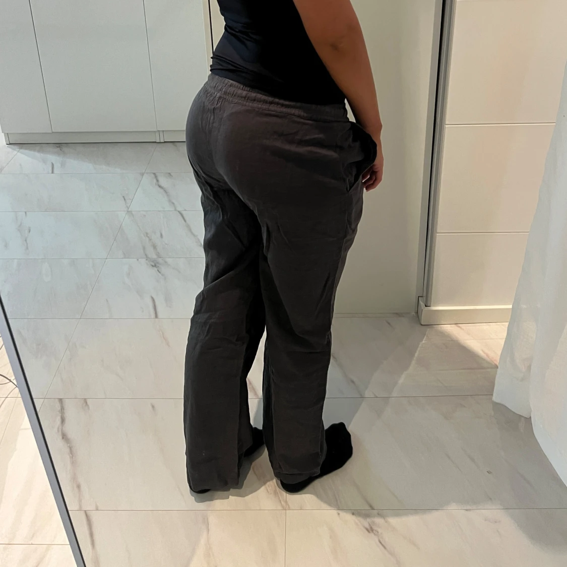 Gråa midwaist linnebyxor  - 91