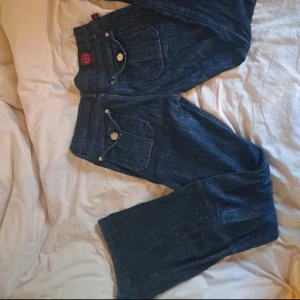 Vintage Rock republic bootcut/straight byxor - True religion liknande jeans, rock & republic, bra skick, silvriga detaljer med röda sömmar, såklart äkta, skriv för mått😊 Dem är vintage.  pris är diskuterbart