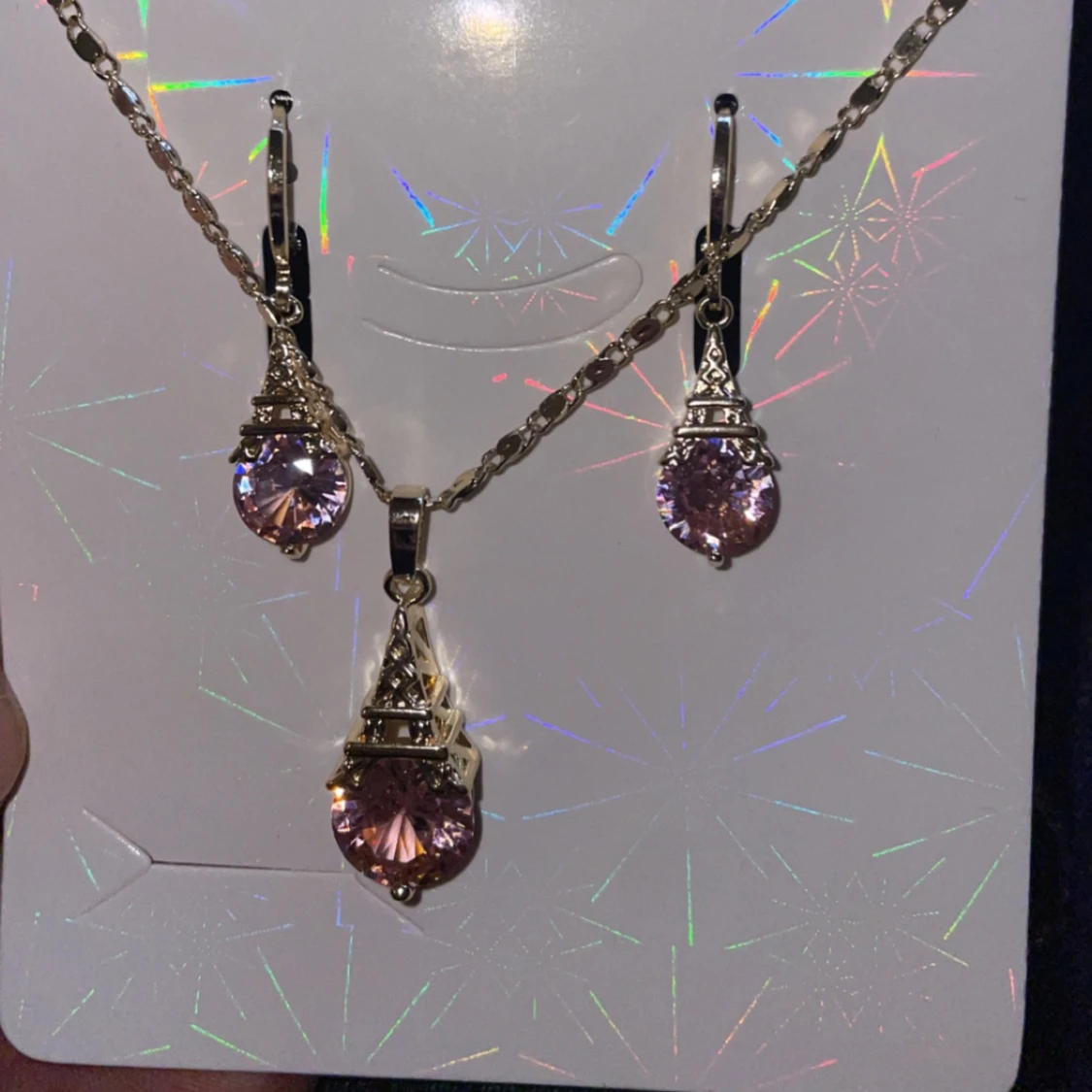 18k guldplaterat halsband med örhänge  - 91