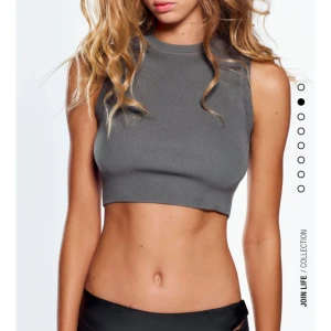 Grå  croptop  - Snygg grå ribbad croppad topp med hög hals. , bra skick! Använd fåtal gånger 