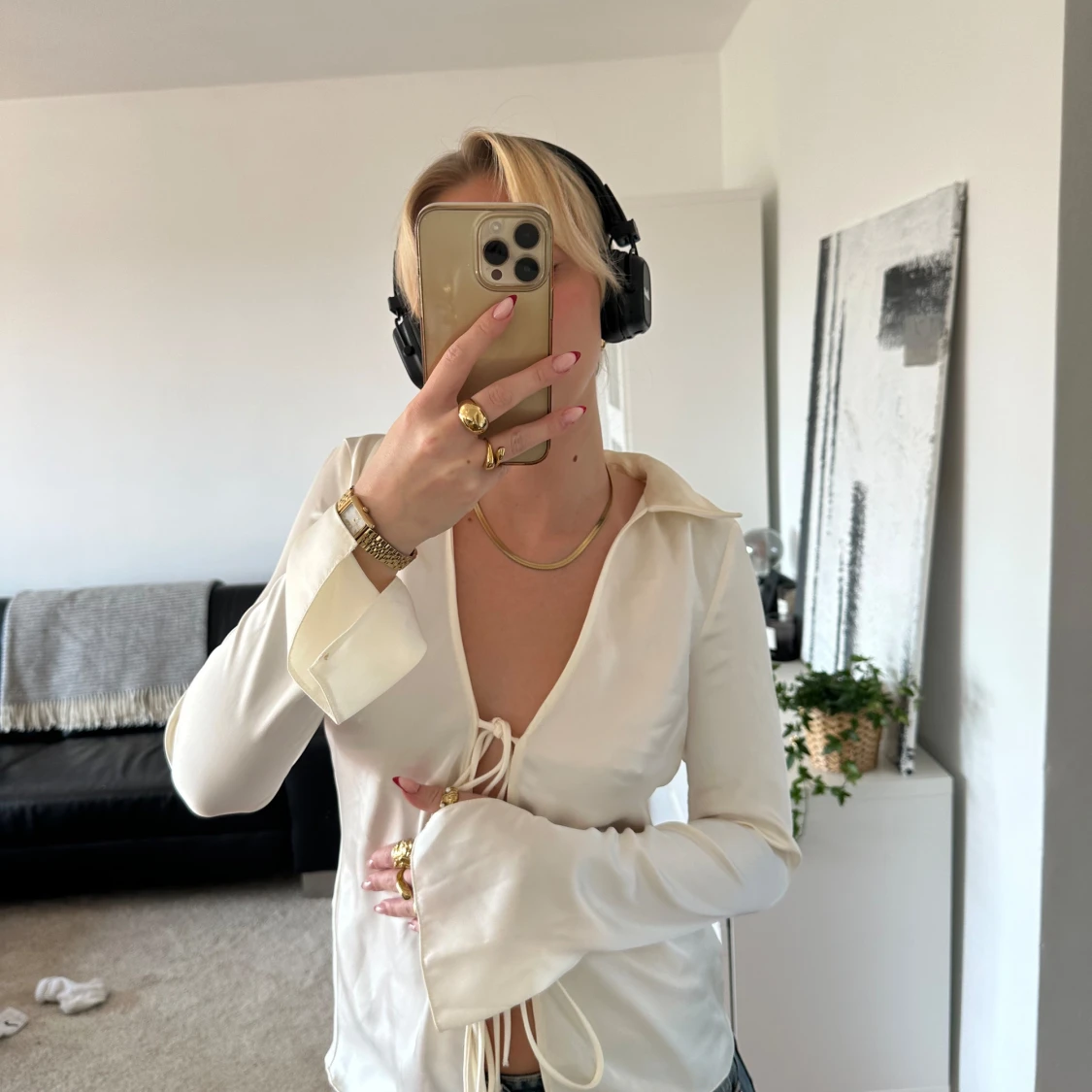 Vit silkeströja från zara 