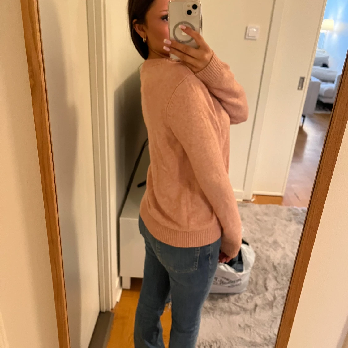 rosa stickad tröja  - 90