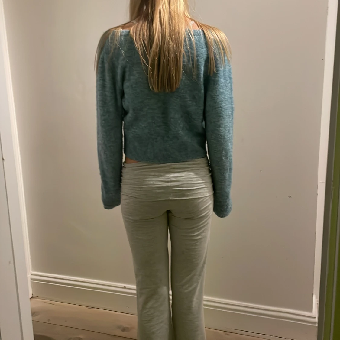 Blå croppad kofta - 90